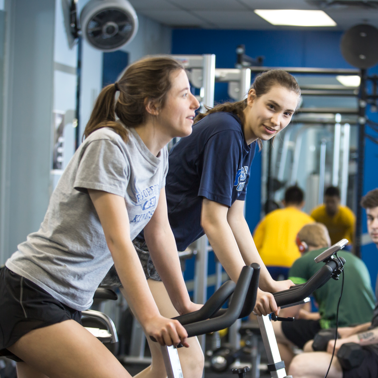 Students exercising in the Workout Centre